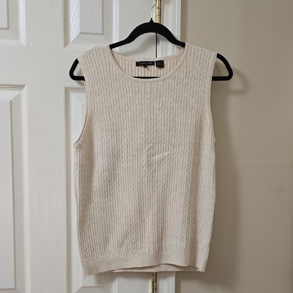 JEANNE PIERRE Cream Sleeveless Sweater